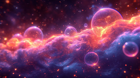 Abstract 3d rendering of chaotic particles in space. Futuristic background.の素材