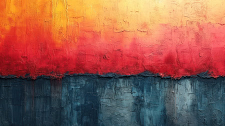 Abstract background of red, blue and yellow paint splashing on the wallの素材