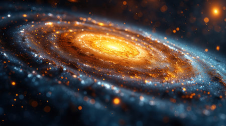 Spiral galaxy. Abstract space background. 3D rendering.の素材