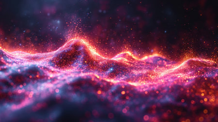 Abstract digital background with particles. 3d rendering, 3d illustration.の素材