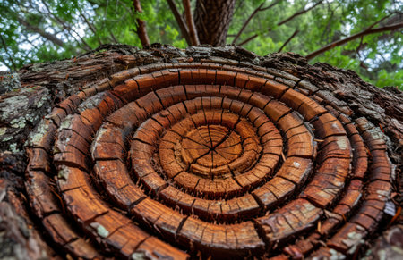 Close-up of a tree stump in the forest. Wood textureの素材
