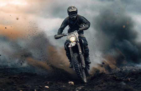 Motocross rider on the race. Extreme motocross concept.の素材