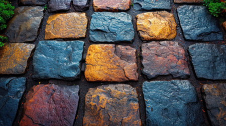 Old stone walkway in the garden. Abstract background and texture for design.の素材