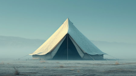Tent in the desert. 3d illustration. Vintage style.の素材
