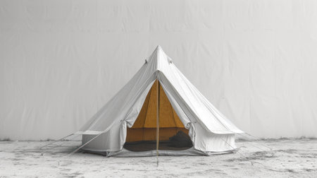 Tent on the concrete floor. 3d illustration. Mock up.の素材