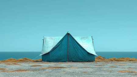 Tent on the beach. 3d render. Conceptual image.の素材
