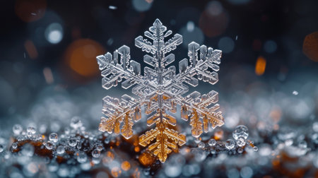 Snowflake on bokeh background. Christmas and New Year conceptの素材