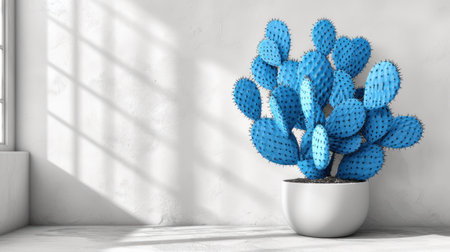 3d rendering of cactus in a pot on a white backgroundの素材