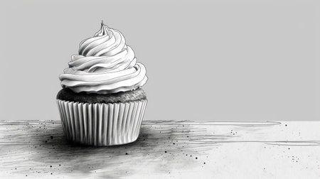 Cupcake with a candle on the top. 3d illustrationの素材