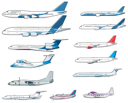 Set of civilian airplananesのイラスト素材