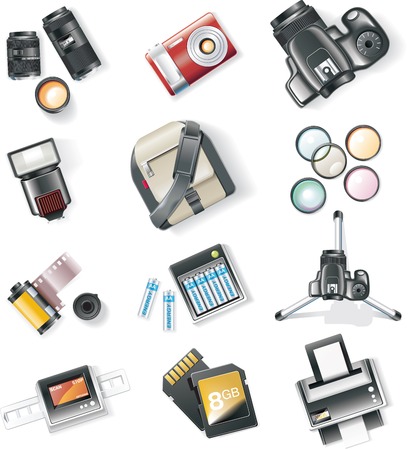 Vector photography equipment icon setのイラスト素材