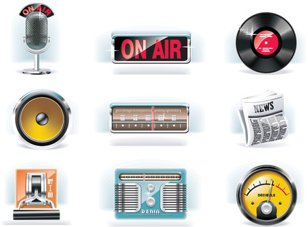 Vector radio icon set (white background)のイラスト素材
