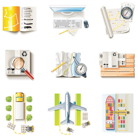 Vector freight transportation and logistic service icon set. Part 1のイラスト素材