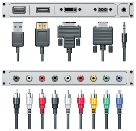 Vector video and audio connectors のイラスト素材