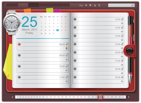 Vector open personal organizer templateのイラスト素材