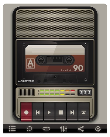 Vector cassette recorder template with iconsのイラスト素材