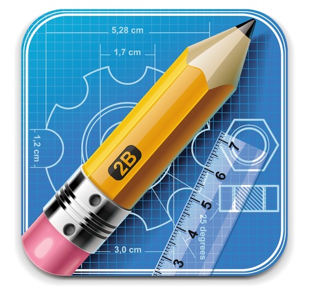 Vector technical drawing square XXL iconのイラスト素材