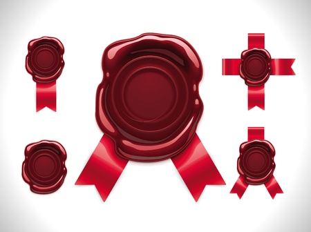 Vector wax seal with ribbonsのイラスト素材