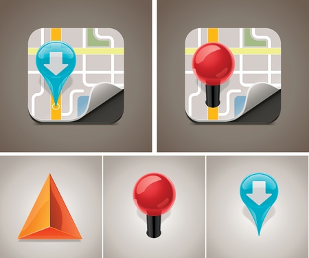 Vector map icon setのイラスト素材