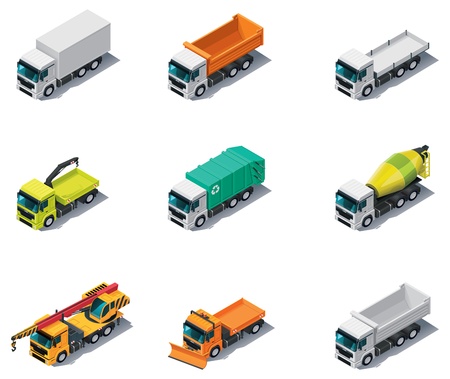 Vector isometric transport. Trucksのイラスト素材