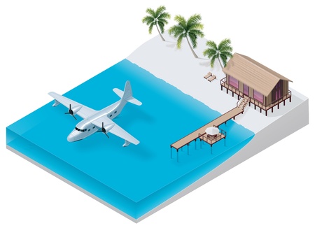 Vector isometric tropical resortのイラスト素材