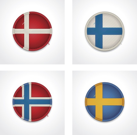 flags of countries as fabric badgesのイラスト素材