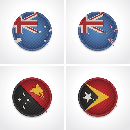 Flags of countries as fabric badgesのイラスト素材