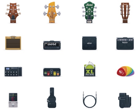 Vector guitar equipment icon setのイラスト素材