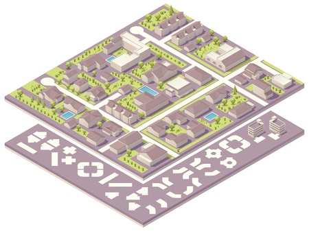 Isometric small town map creation kitのイラスト素材