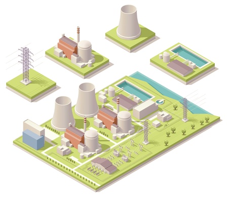 Isometric nuclear power facilityのイラスト素材