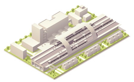 Isometric modern train stationのイラスト素材