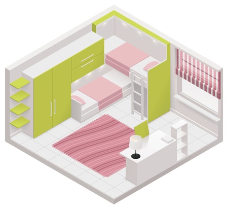 isometric children room iconのイラスト素材