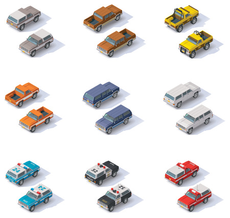 Set of the isometric SUVS and pickups