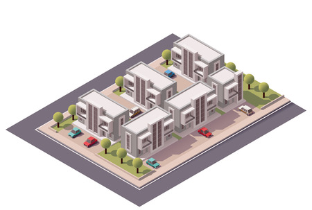 Vector isometric townhouses setのイラスト素材