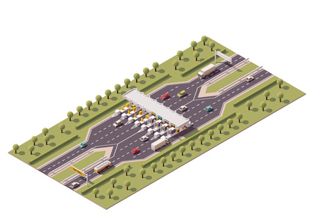 Vector isometric road toll barriersのイラスト素材