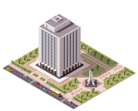 Isometric icon set representing office buildingのイラスト素材