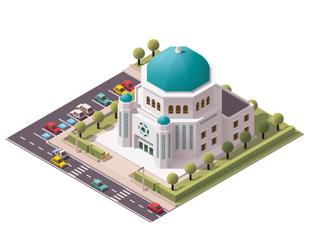 Vector isometric synagogue building iconのイラスト素材