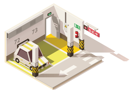 Vector isometric low poly underground car parkingのイラスト素材