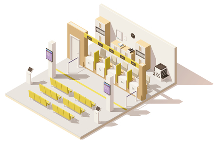 Vector isometric low poly visa application centerのイラスト素材