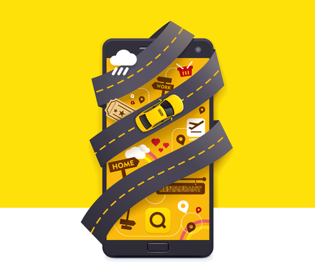 Vector taxi mobile app iconのイラスト素材