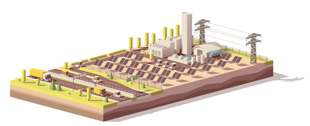 Vector low poly solar power plant infrastructureのイラスト素材