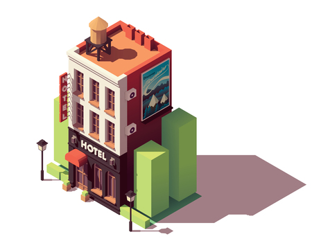 Vector isometric hotel buildingのイラスト素材