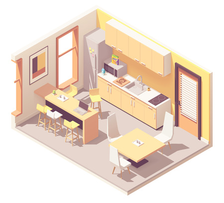 Vector Isometric Corporate Office Break Room Or Kitchen Vector Isometric Corporate Office Break