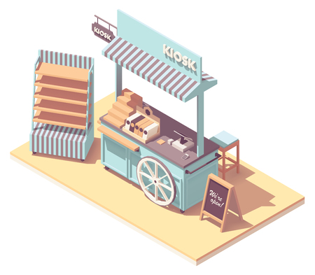 Vector isometric retail kioskのイラスト素材