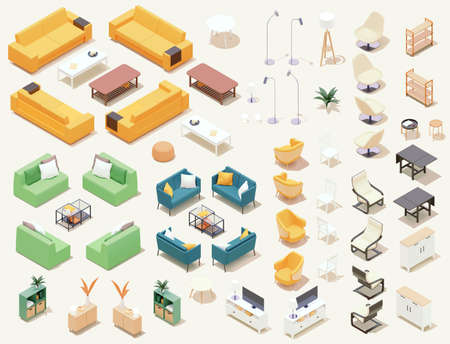 Vector isometric home furniture setのイラスト素材