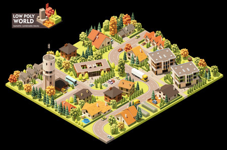 Vector isometric countryside mapのイラスト素材