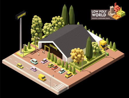 Vector isometric supermarket buildingのイラスト素材