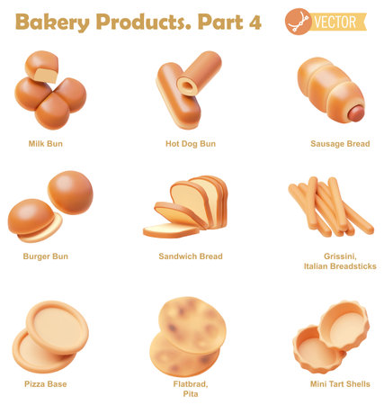 Vector bakery products icon setのイラスト素材