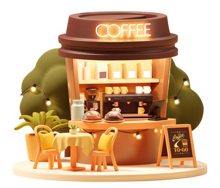 Vector small coffee booth or kioskのイラスト素材