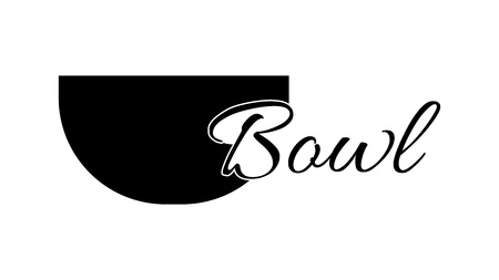 Bowl icon. The first letter on the background of graphics. Bowl for salad, bowl for mixing. Graphics   for the website, culinary blog, restaurant, bar, online store, advertisement or banner.のイラスト素材
